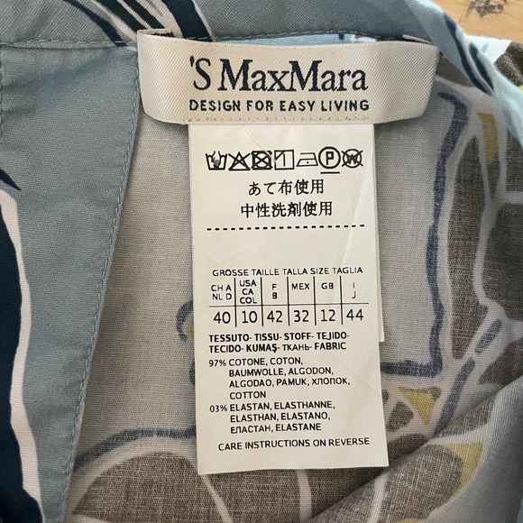 S Max Mara Blue Floral Lily Sleeveless Cotton Top 916103926 Size 10 US - Picture 3 of 6